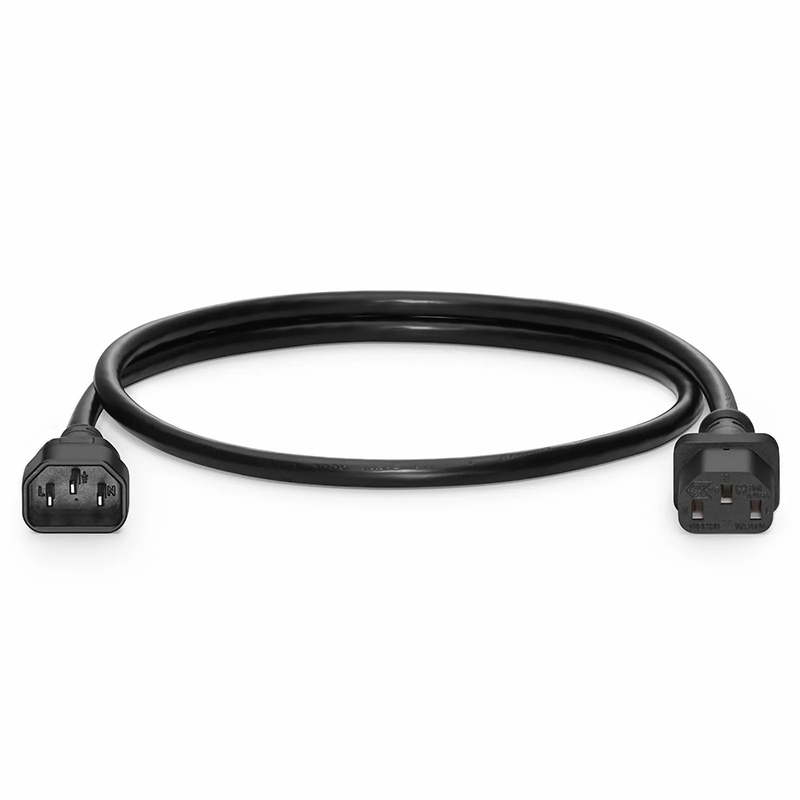FyberOptix 2ft (0.6m) IEC60320 C14 to IEC60320 C13 18AWG 250V/10A Power Extension Cord, Black