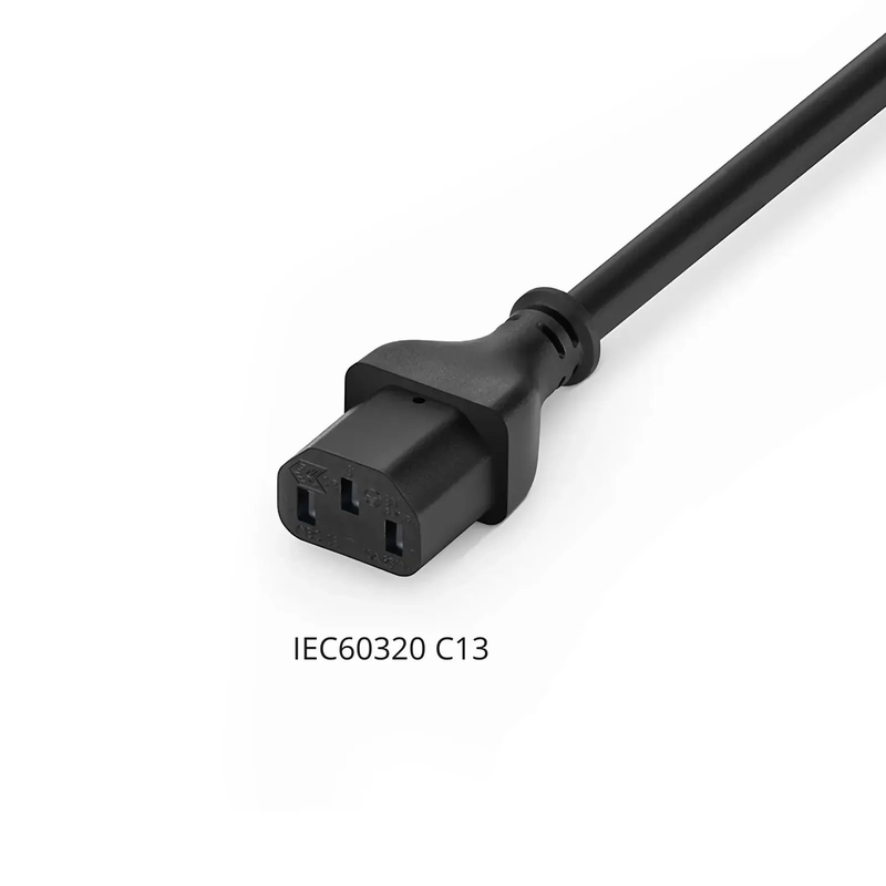 FyberOptix 2ft (0.6m) IEC60320 C14 to IEC60320 C13 18AWG 250V/10A Power Extension Cord, Black