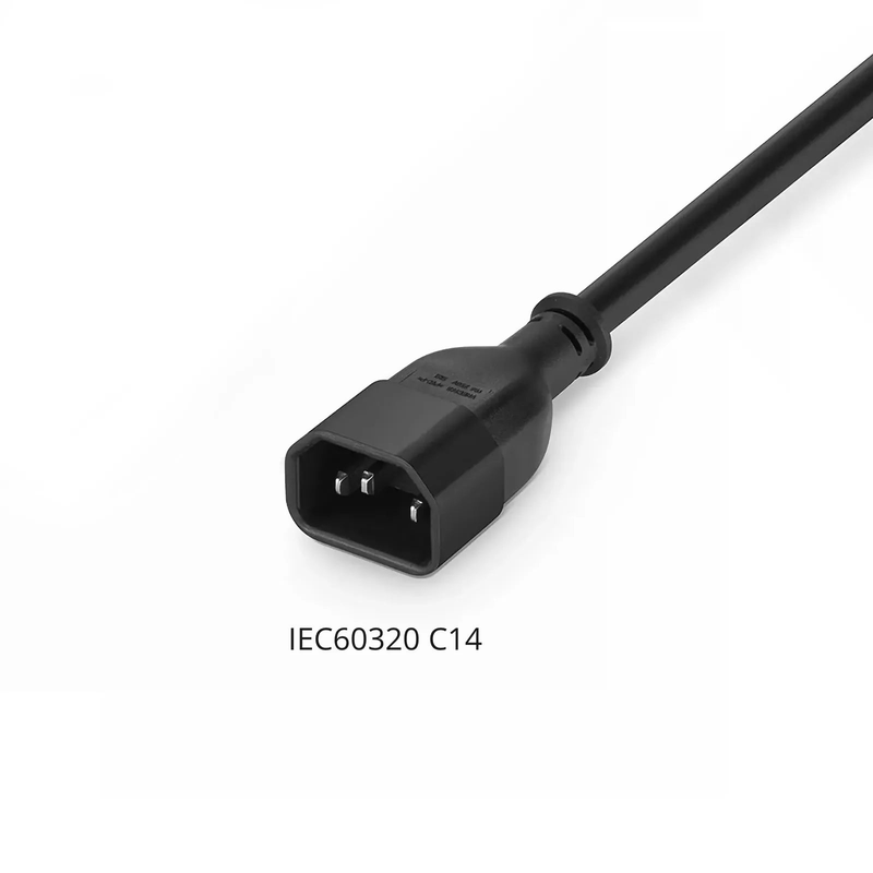 FyberOptix 2ft (0.6m) IEC60320 C14 to IEC60320 C13 17AWG 250V/10A Power Extension Cord, Black