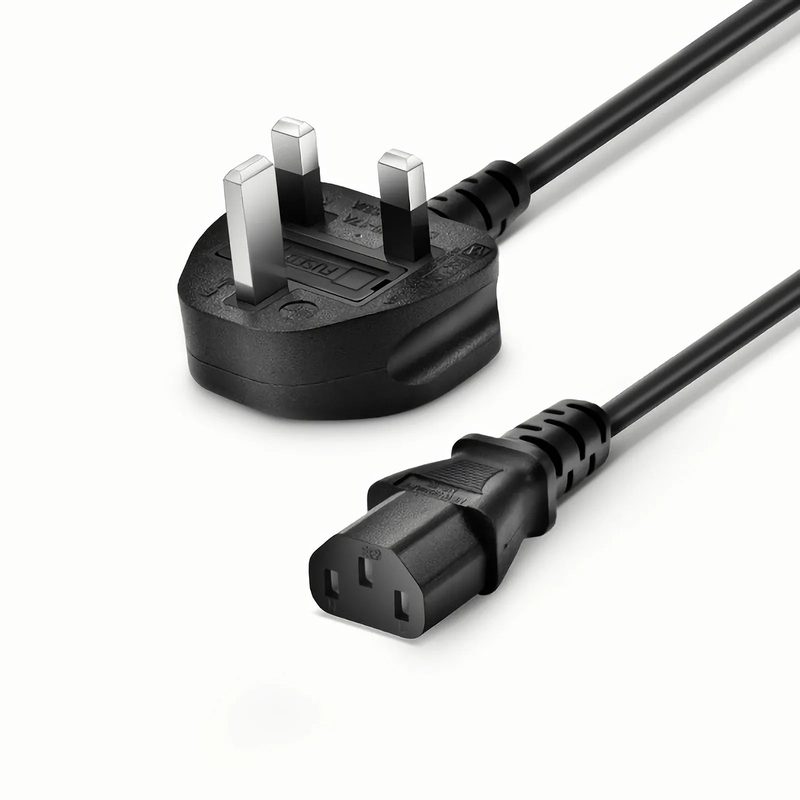 FyberOptix 6ft (1.8m) BS 1363 to IEC60320 C13 3 x 0.75mmA² 250V/10A Power Cord, Black