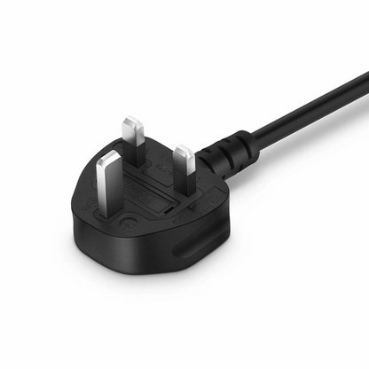 FyberOptix 6ft (1.8m) BS 1363 to IEC60320 C13 3 x 0.75mmA² 250V/10A Power Cord, Black