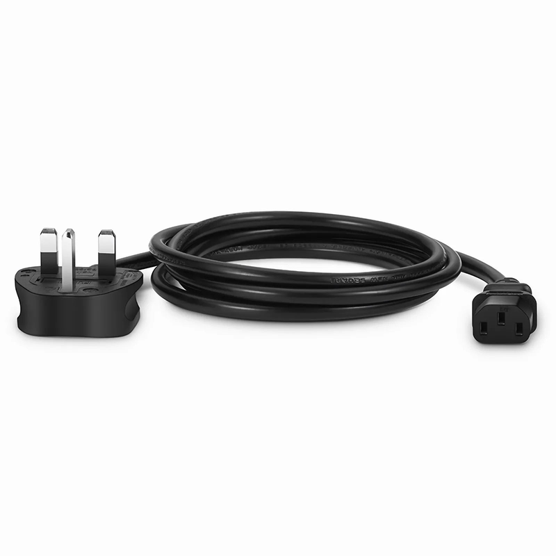 FyberOptix 6ft (1.8m) BS 1363 to IEC60320 C13 3 x 0.75mmA² 250V/10A Power Cord, Black