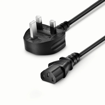 FyberOptix 6ft (1.8m) BS 1363 to IEC60320 C13 3 x 0.75mmA² 250V/10A Power Cord, Black