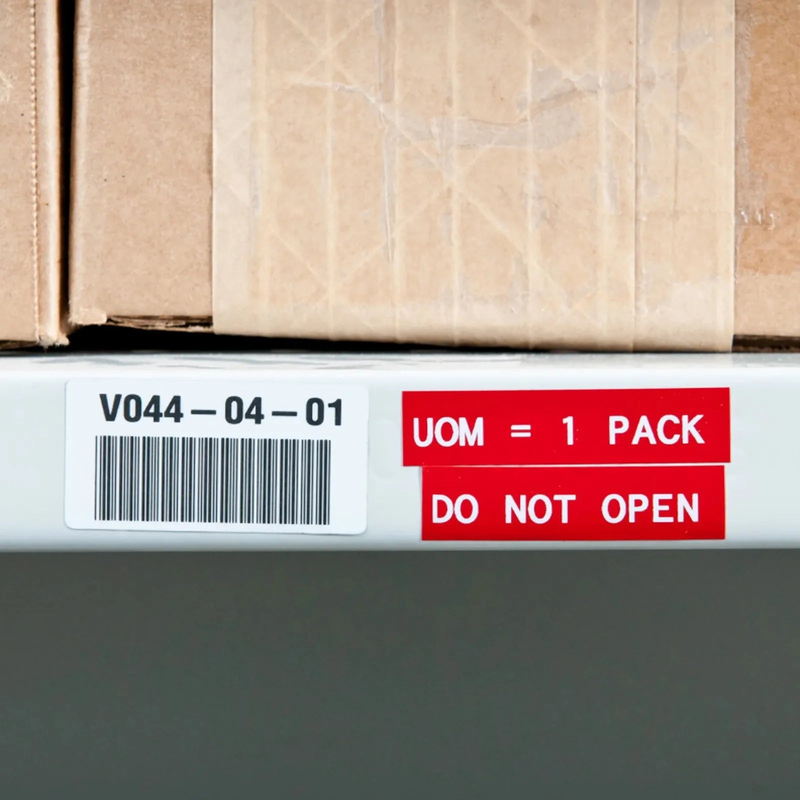 FyberOptix 0.375in.W x 252in.L Panel/Surface Labels with Ribbon for M210 and M211 Printers, Continuous Label/Cartridge, White on Red