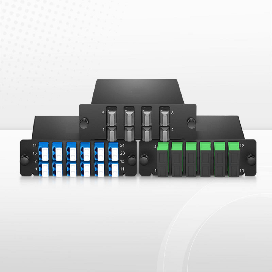 FyberOptix FHDA MTP® Splice Cassette with Ribbon Pigtails, 96 Fibers OM4 Multimode, 8 x MTP®-12 UPC (Male) Key Up to Key Down (Black) Adapter, 0.35dB Max.