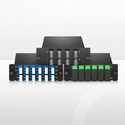 FyberOptix FHDA MTP® Splice Cassette with Ribbon Pigtails, 96 Fibers OM4 Multimode, 8 x MTP®-12 UPC (Male) Key Up to Key Down (Black) Adapter, 0.35dB Max.