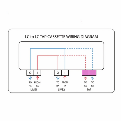 FyberOptix FHDA LC TAP Cassette, OM4 Multimode, 8 x LC Duplex Live Ports, 4 x LC Duplex TAP Ports, 50/50 Split Ratio (Live/TAP), 1/10/40/100G