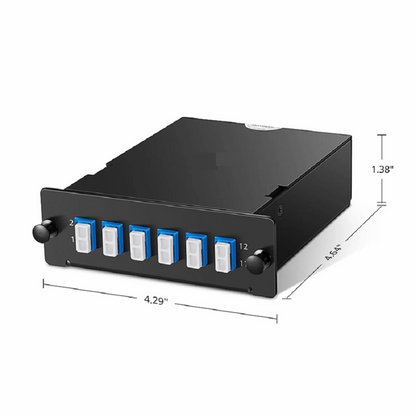 FyberOptix FHDA MTP®-LC Cassette, OS2 Single Mode, Type A, 12 Fibers, MTP®-12 (Male) to 6 x LC Duplex (Blue), 0.35dB Max.