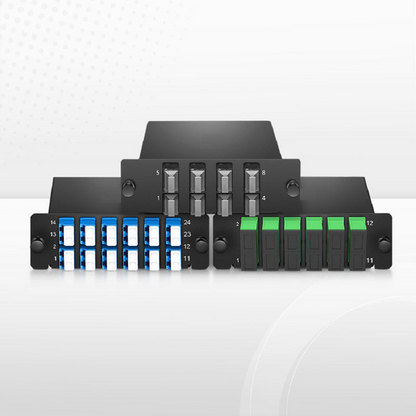 FyberOptix FHDA MTP® Splice Cassette with Ribbon Pigtails, 96 Fibers OM4 Multimode, 8 x MTP®-12 UPC (Male) Key Up to Key Down (Black) Adapter, 0.35dB Max.