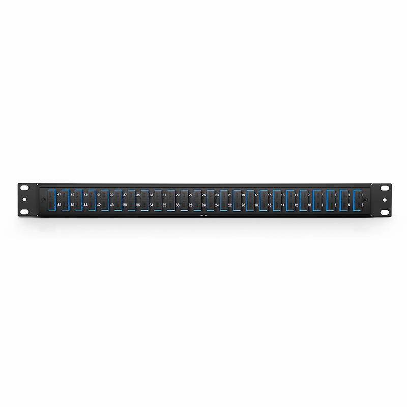 FyberOptix FHUA 1U 19'' Fiber Adapter Panel, 48 Fibers OS2 Single Mode, 24 x SC UPC Duplex (Blue) Adapter, Ceramic Sleeve