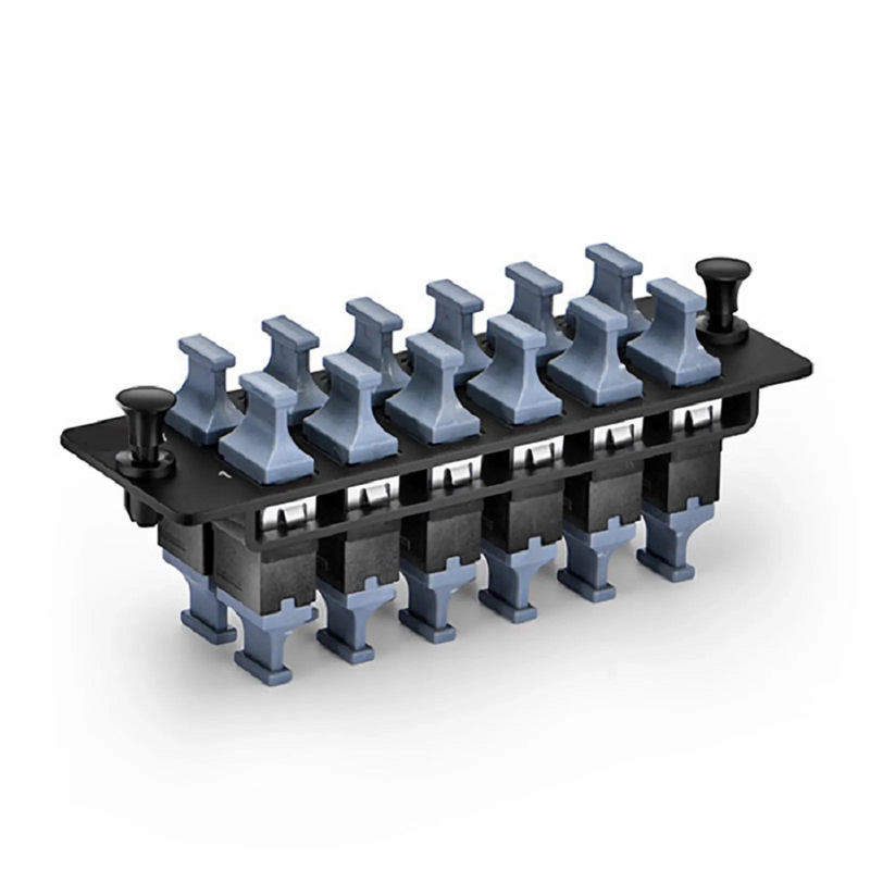 FyberOptix FHDA Fiber Adapter Panel, 12 Fibers OM4 Multimode, 6 x SC UPC Duplex (Aqua) Adapter, Ceramic Sleeve