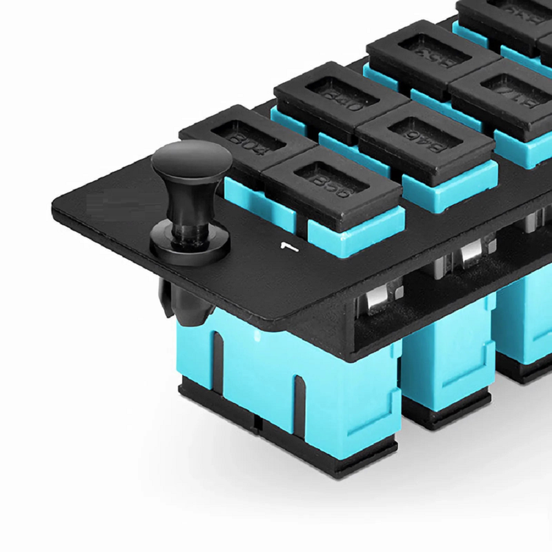 FyberOptix FHDA Fiber Adapter Panel, 12 Fibers OM4 Multimode, 6 x SC UPC Duplex (Aqua) Adapter, Ceramic Sleeve