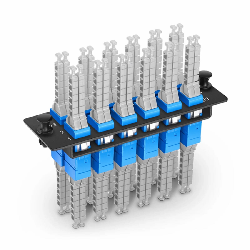 FyberOptix FHDA Fiber Adapter Panel, 48 Fibers OS2 Single Mode, 12 x MDC UPC 2-Port Duplex (Blue) Adapter, Ceramic Sleeve
