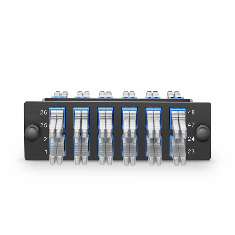 FyberOptix FHDA Fiber Adapter Panel, 48 Fibers OS2 Single Mode, 12 x MDC UPC 2-Port Duplex (Blue) Adapter, Ceramic Sleeve