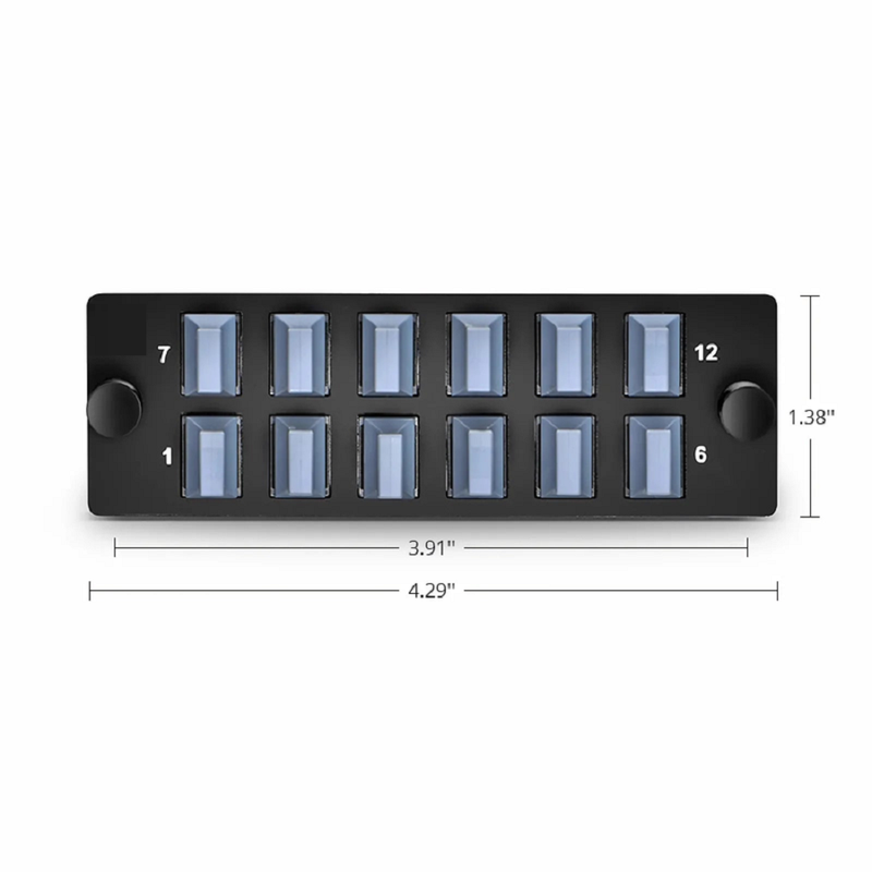 FyberOptix FHDA Fiber Adapter Panel, 48 Fibers OS2 Single Mode, 12 x MDC UPC 2-Port Duplex (Blue) Adapter, Ceramic Sleeve