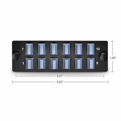 FyberOptix FHDA Fiber Adapter Panel, 48 Fibers OS2 Single Mode, 12 x MDC UPC 2-Port Duplex (Blue) Adapter, Ceramic Sleeve