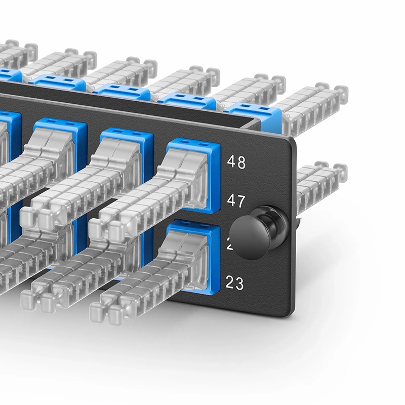 FyberOptix FHDA Fiber Adapter Panel, 48 Fibers OS2 Single Mode, 12 x MDC UPC 2-Port Duplex (Blue) Adapter, Ceramic Sleeve