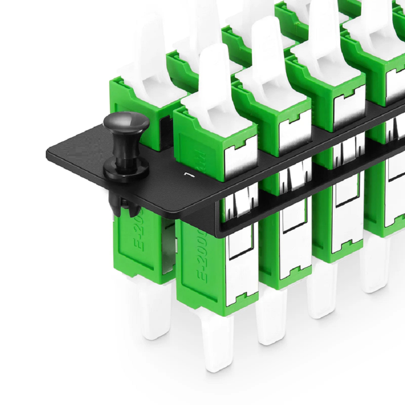 FyberOptix FHDA Adapter Panel, 12 Fibers OS2 Single Mode, 12 x LSH APC Simplex (Green) Adapter, Ceramic Sleeve