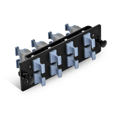 FyberOptix FHDA Fiber Adapter Panel, OM3/OM4, 8 x MTP®-8/12/24 Key Up to Key Up (Charcoal Gray) Adapter, Type B