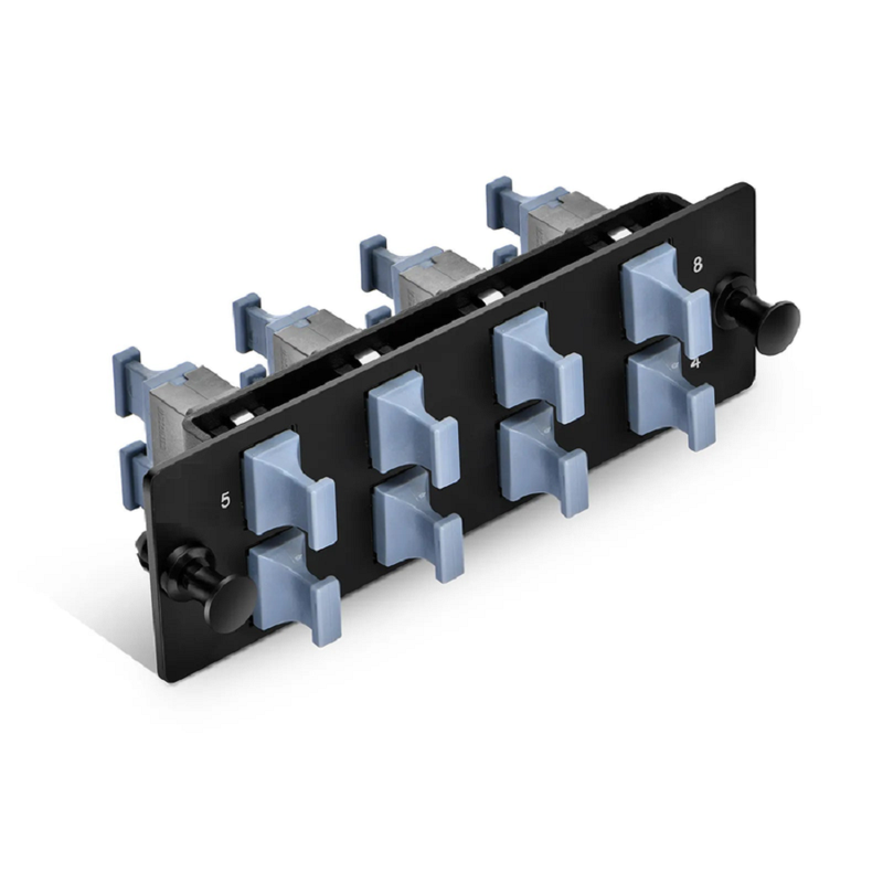 FyberOptix FHDA Fiber Adapter Panel, OM3/OM4, 8 x MTP®-8/12/24 Key Up to Key Up (Charcoal Gray) Adapter, Type B