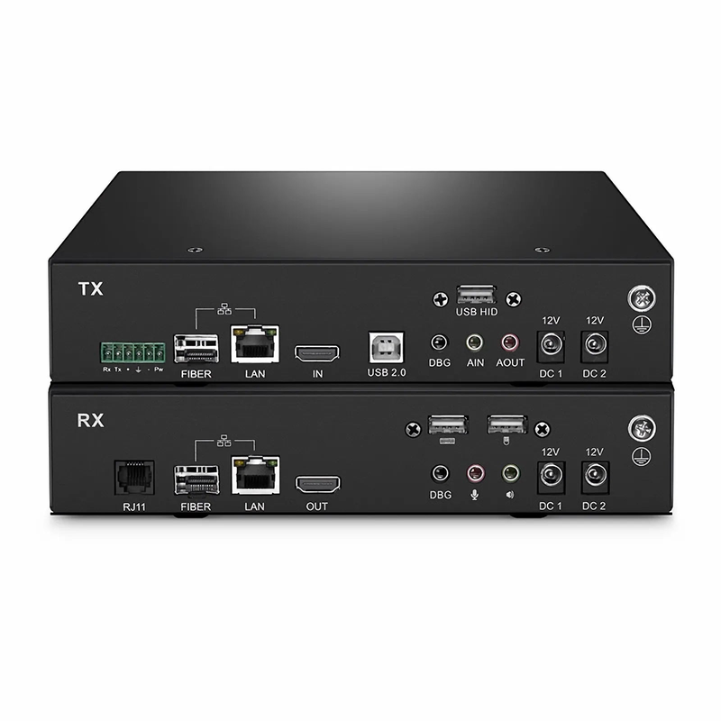 FyberOptix 4K HDMI USB HID IP KVM Matrix Receiver Set with Audio and EDID over Fiber Optic Cable for 20km and Cat5e/6/6a/7 for 120m, 3840x2160@60Hz