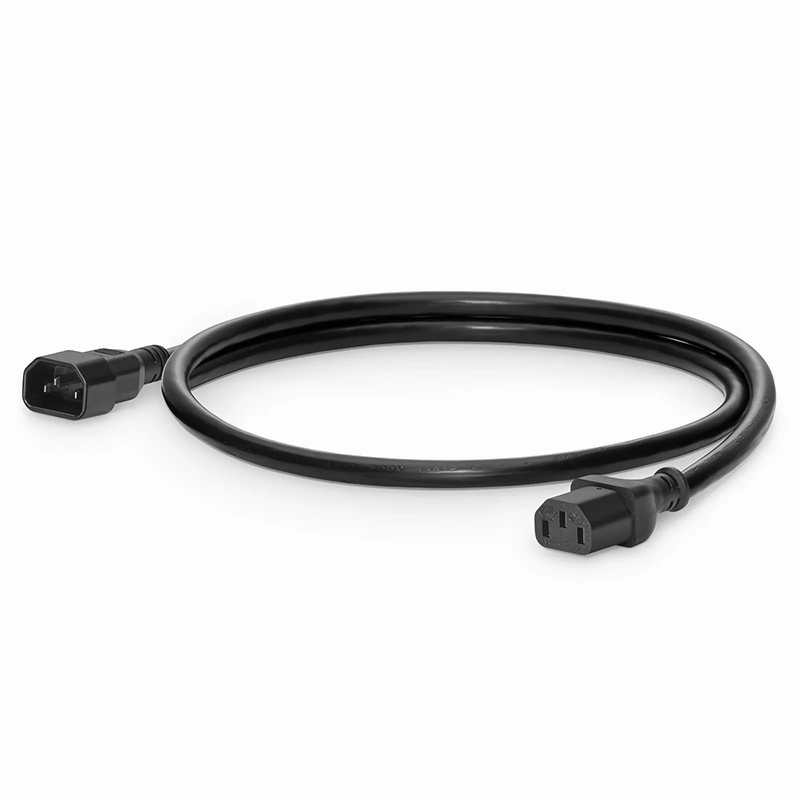 FyberOptix 2ft (0.6m) IEC60320 C14 to IEC60320 C13 16AWG 250V/13A Power Extension Cord, Black