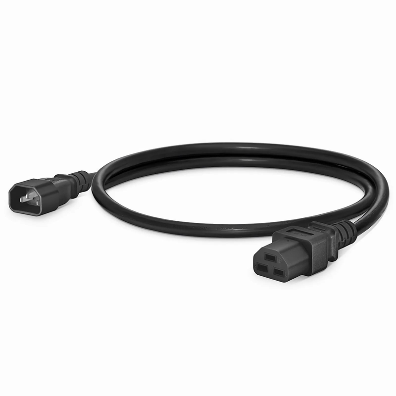 FyberOptix 2ft (0.6m) IEC60320 C14 to IEC60320 C21 Heavy-Duty 14AWG 250V/15A Power Cord, Black