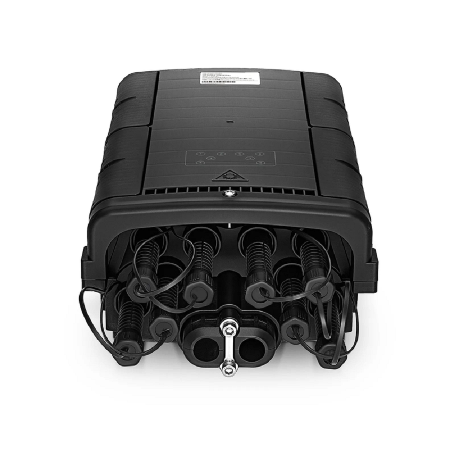 FyberOptix Universal Pre-Terminated Hub Box for Quick ODN, 1 Uncut Port, 8 SC/APC Adapters, Mechanical Seal, Supports 1:2/1:4/1:8 Mini Splitters, PP+GF, IP65, Wall/Pole/Aerial Mount, Indoor/Outdoor