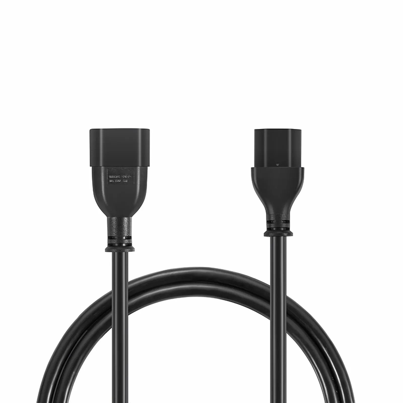 FyberOptix 2ft (0.6m) IEC60320 C14 to IEC60320 C13 18AWG 250V/10A Power Extension Cord, Black