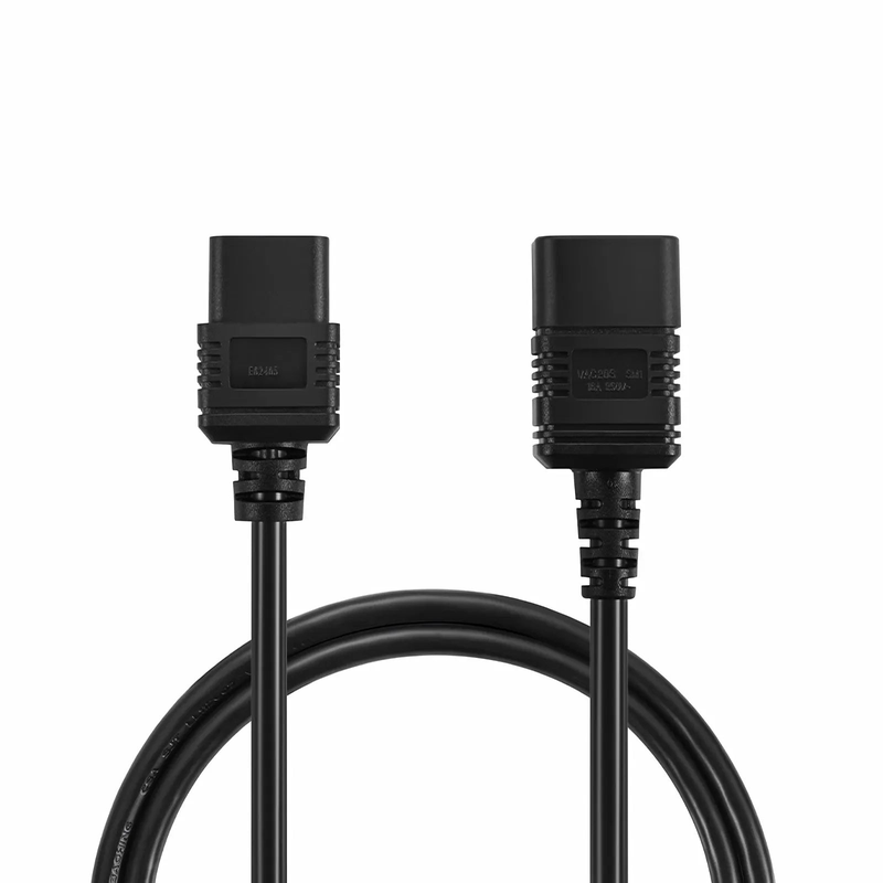 FyberOptix 3ft (0.9m) IEC60320 C20 to IEC60320 C19 14AWG 250V/16A Power Extension Cord, Black