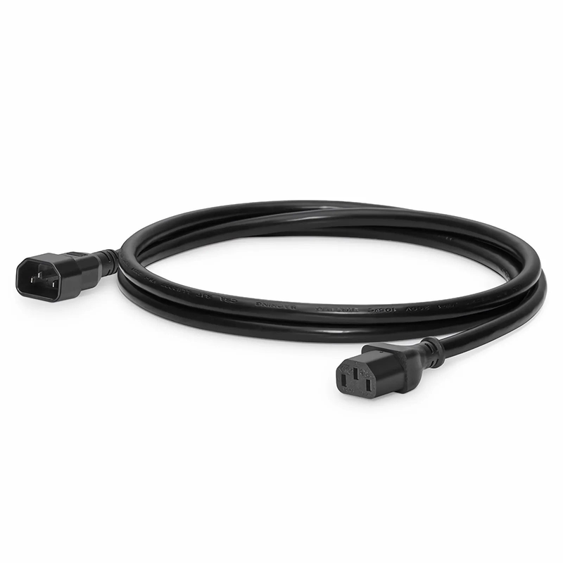 FyberOptix 6ft (1.8m) IEC60320 C14 to IEC60320 C13 Heavy-Duty 14AWG 250V/15A Power Extension Cord, Black