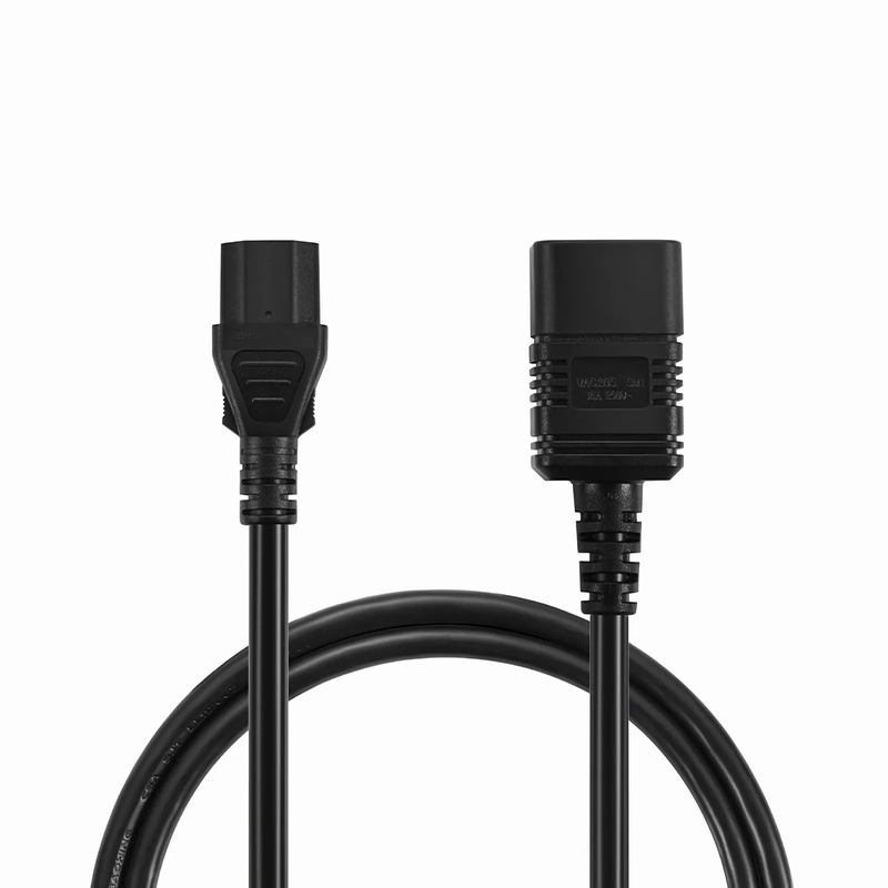 FyberOptix 6ft (1.8m) IEC60320 C20 to IEC60320 C13 14AWG 250V/10A Power Cord, Black