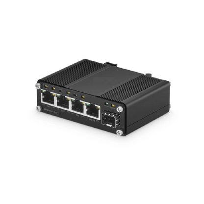 FyberOptix Unmanaged 4 x 10/100/1000Base-T RJ45 to 1 x 100/1000Base-X SFP Gigabit Ethernet PoE++ with PSE and PD Media Converter