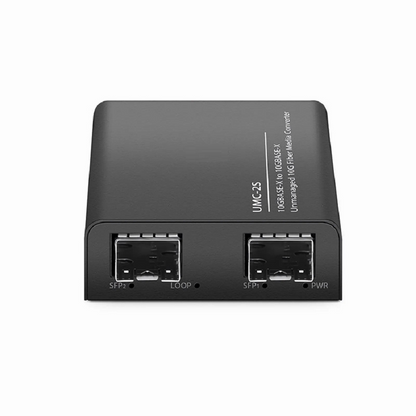 FyberOptix Mini Unmanaged 1x 10GBase-X to 1x 10GBase-X 2SFP+ 10Gigabit Fiber Media Converter, British Plug Standard