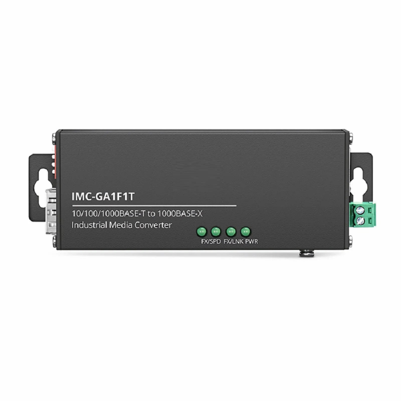 FyberOptix Mini Industrial Unmanaged 1x 10/100/1000Base-T RJ45 to 1x 1000Base-X Single Mode SC 1310nm 20km Gigabit Ethernet Media Converter, American Plug Standard