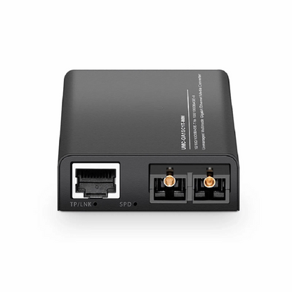 FyberOptix Mini Unmanaged 1x 10/100/1000Base-T RJ45 to 1x 100/1000Base-X Multimode SC 850nm 220/550m Gigabit Ethernet Media Converter, American Plug Standard