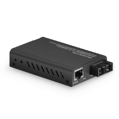 FyberOptix Mini Unmanaged 1x 10/100/1000Base-T RJ45 to 1x 100/1000Base-X Single Mode SC 1310nm 10km Gigabit Ethernet Media Converter, American Plug Standard