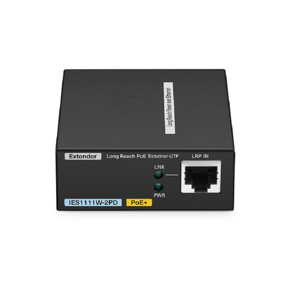 FyberOptix IES1111W-2PD, 1-Port 10/100M Fast Ethernet Long Reach PoE over UTP Extender, 1 x 10/100BASE-T RJ45 Input to 1 x PoE+ Output, -20 to 70A°C Operating Temperature
