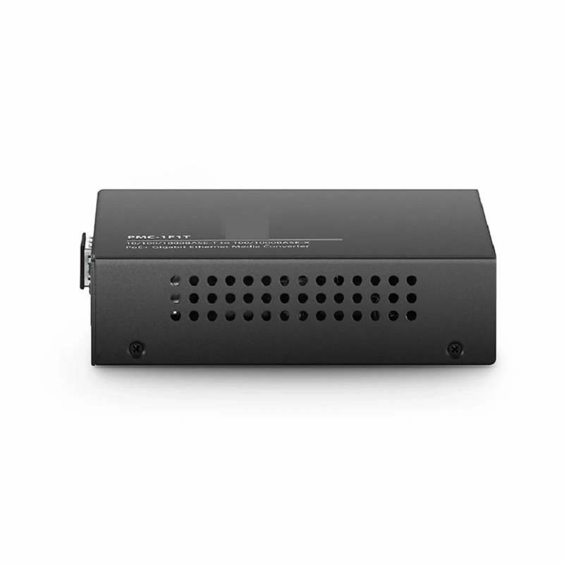 FyberOptix Unmanaged 1x 10/100/1000Base-T RJ45 to 1x 100/1000Base-X SFP Gigabit Ethernet PoE+ Media Converter, American Plug Standard