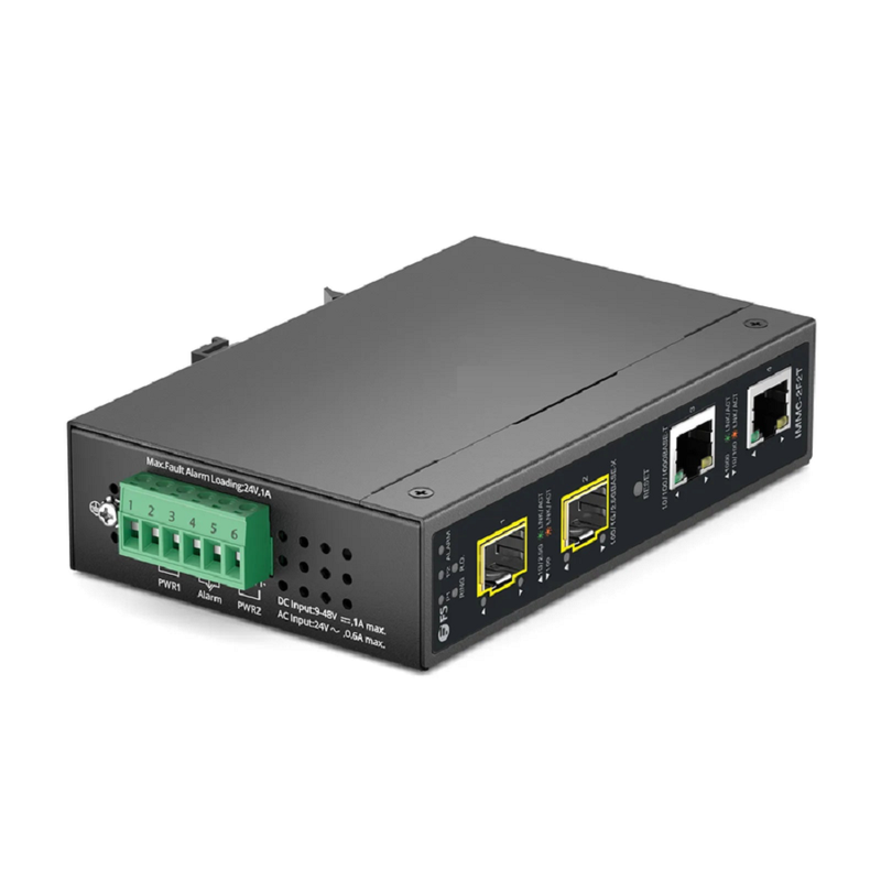 FyberOptix Industrial Managed 2x 10/100/1000Base-T RJ45 to 2x 100/1000/2500Base-X SFP Gigabit Ethernet Media Converter