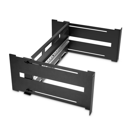 FyberOptix Adjustable DIN Rail Bracket for EIA 19" Mount, 4U, Black