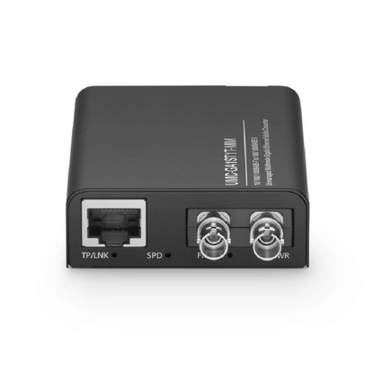 FyberOptix Mini Unmanaged 1x 10/100/1000Base-T RJ45 to 1x 100/1000Base-X Multimode ST 850nm 220/550m Gigabit Ethernet Media Converter, British Plug Standard