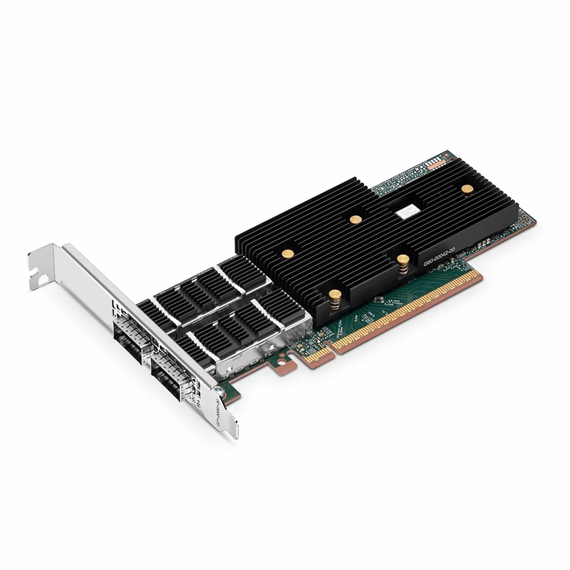 FyberOptix BroadcomA® BCM957608-P2200GQF00 Ethernet Network Interface Card, 200G Dual-Port QSFP112, PCIe 5.0 x 16, Standard & Low Profile