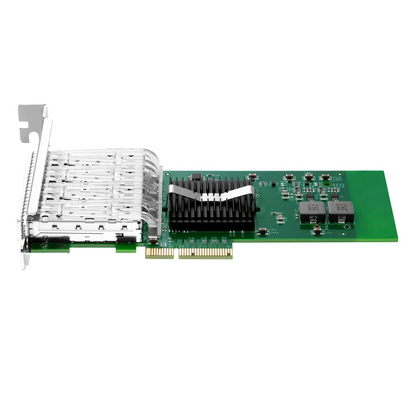 FyberOptix Intel I350-AM4 Based Ethernet Network Interface Card, 1G Quad-Port SFP, PCIe 2.0 x4, Comparable to Intel I350-F4, Tall&Short Bracket