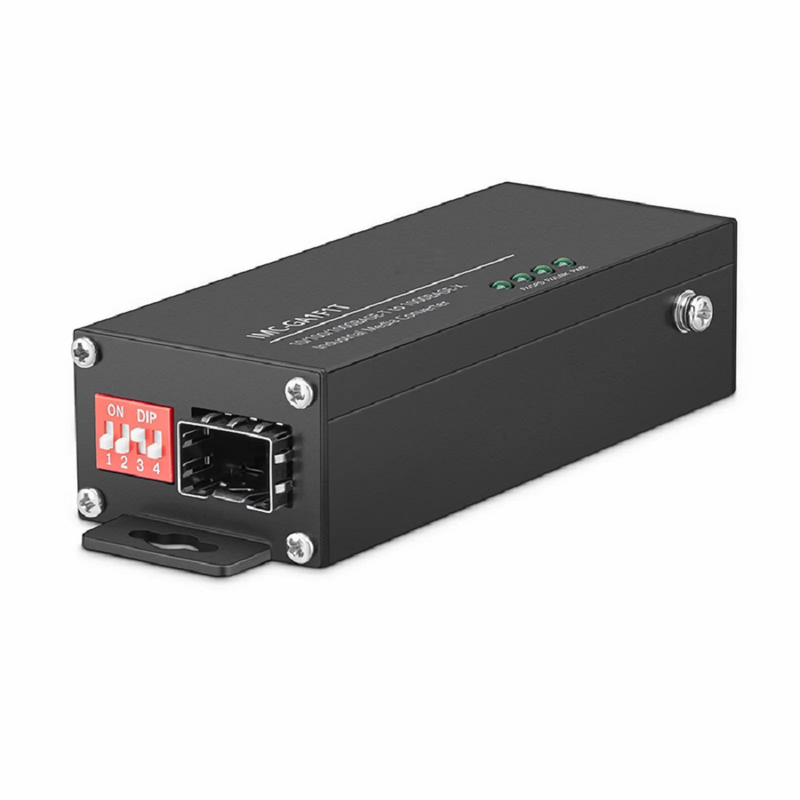 FyberOptix Mini Industrial Unmanaged 1x 10/100/1000Base-T RJ45 to 1x 1000Base-X SFP Gigabit Ethernet Media Converter, European Plug Standard