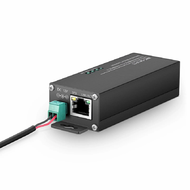 FyberOptix Mini Industrial Unmanaged 1x 10/100/1000Base-T RJ45 to 1x 1000Base-X Single Mode SC 1310nm 20km Gigabit Ethernet Media Converter, British Plug Standard