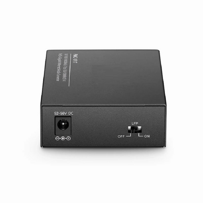 FyberOptix Managed 1x 10/100/1000Base-T RJ45 to 1x 100/1000Base-X SFP Gigabit Ethernet Media Converter, European Plug standard