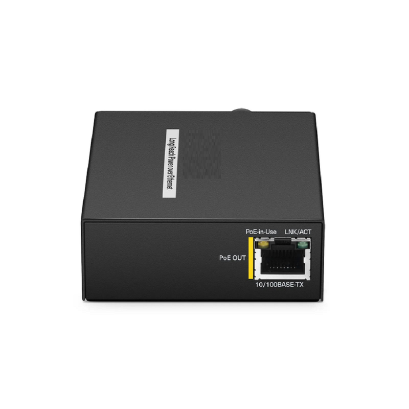 FyberOptix IES1110W-2PD, 1-Port 10/100M Fast Ethernet Long Reach PoE over UTP Injector, 1 x PoE+ Input to 1 x 10/100BASE-T RJ45 Output, -20 to 70A°C Operating Temperature