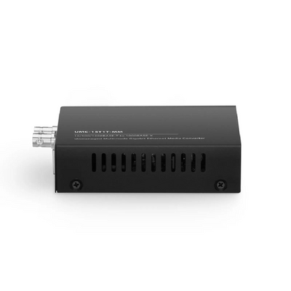 FyberOptix Unmanaged 1x 10/100/1000Base-T RJ45 to 1x 1000Base-X Multimode ST 850nm 220/550m Gigabit Ethernet Media Converter, European Plug Standard
