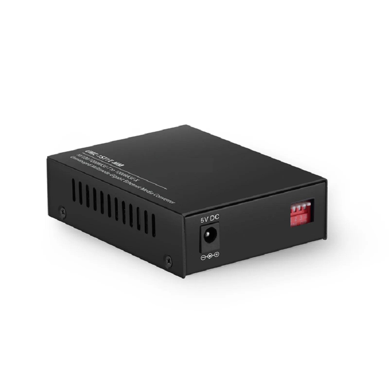 FyberOptix Unmanaged 1x 10/100/1000Base-T RJ45 to 1x 1000Base-X Multimode ST 850nm 220/550m Gigabit Ethernet Media Converter, European Plug Standard